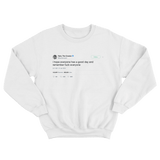 Tyler The Creator hope everyone has a good day fuck everyone tweet white sweater from Tee Tweets