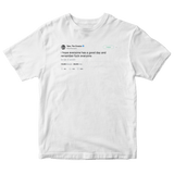 Tyler The Creator hope everyone has a good day fuck everyone tweet on white t-shirt from Tee Tweets