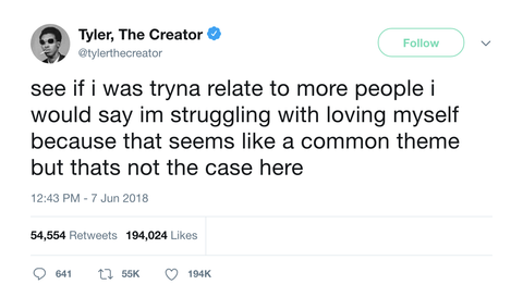Tyler The Creator if I was trying to relate to people tweet from Tee Tweets