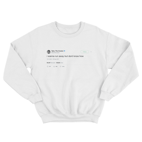 Tyler The Creator I Wanna Run Away tweet shirt tops Tee Tweets