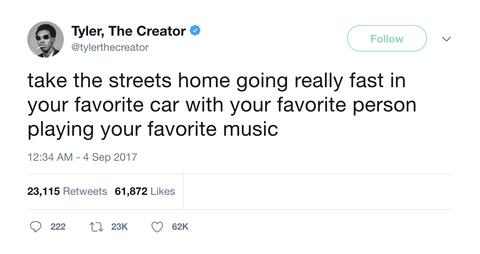 Tyler The Creator take the streets home with your favorite music tweet from Tee Tweets