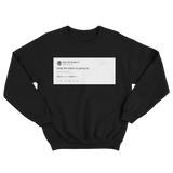 Tyler The Creator what the damn tweet on a black crewneck sweater from Tee Tweets