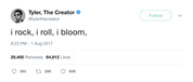 Tyler The Creator I rock I roll I bloom tweet from Tee Tweets