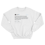 Wiz Kahlifa be a good person tweet on a white crewneck sweater from Tee Tweets