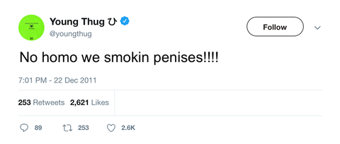 Young Thug we smoking penises tweet from Tee Tweets